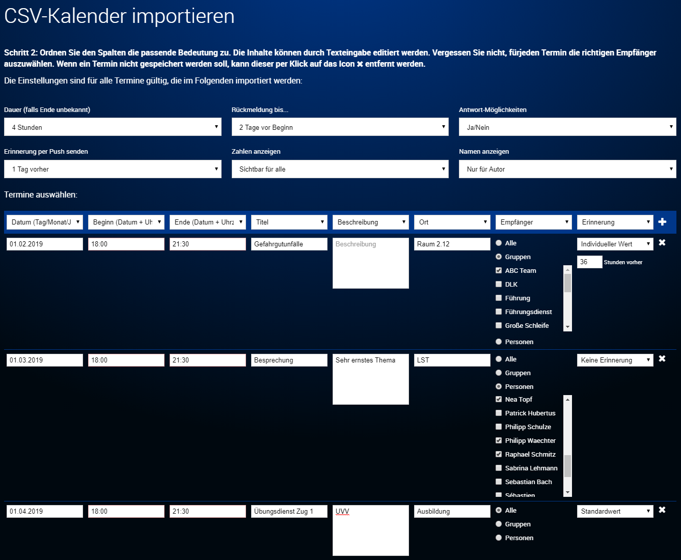 Termin-Import über eine CSV-Kalender Datei - FAQ - DIVERA 24/7