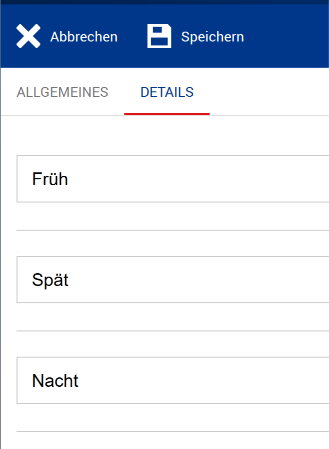 Bezeichnungen für die Schichten