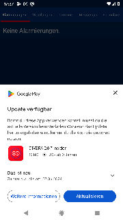 Nach klick auf den Knopf wird das Update angeboten